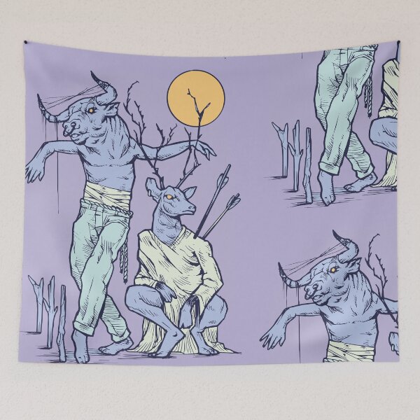 Item preview, the bull and deer at night designed and sold by altshop.