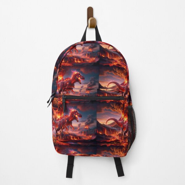 Item preview, Tyrannosaurus dinosaur on a volcano Fire elemental. designed and sold by clecticuk.