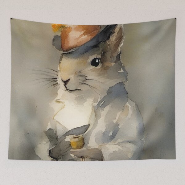 Item preview, Victorian squirrel lady, watercolor painting designed and sold by coolkatia.