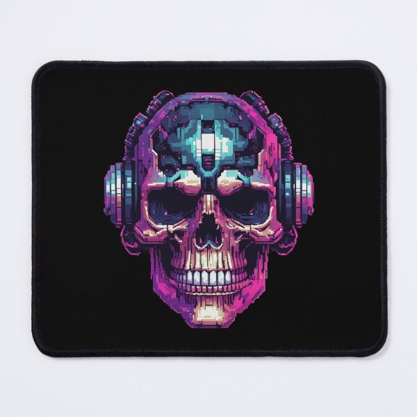 Item preview, Cyberpunk DJ Skull, Glitching 8-Bit, Pixel Art designed and sold by Burn-Ego.
