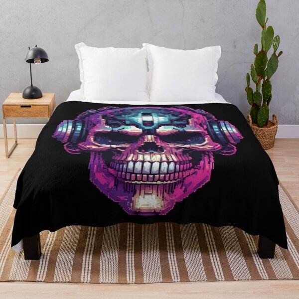 Item preview, Cyberpunk DJ Skull, Glitching 8-Bit, Pixel Art designed and sold by Burn-Ego.