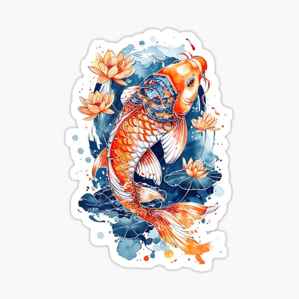 Koi Fish Vinyl Sticker Cute Underwater Sticker Cute Fish Sticker