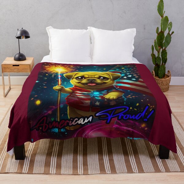 Item preview, Pug HAPPY HOLIDAYS 163 4th of July AMERICAN PROUD designed and sold by RedBluffTraders.