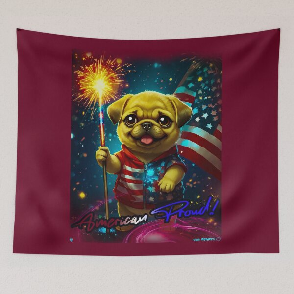 Item preview, Pug HAPPY HOLIDAYS 163 4th of July AMERICAN PROUD designed and sold by RedBluffTraders.