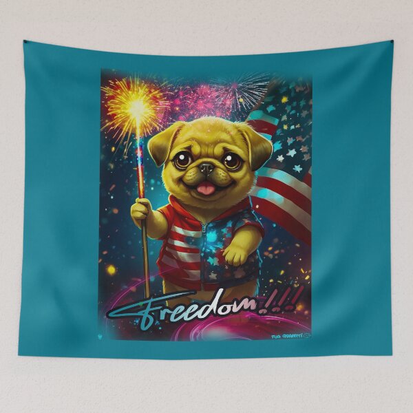 Item preview, Pug HAPPY HOLIDAYS 163 4th of July FREEDOM designed and sold by RedBluffTraders.