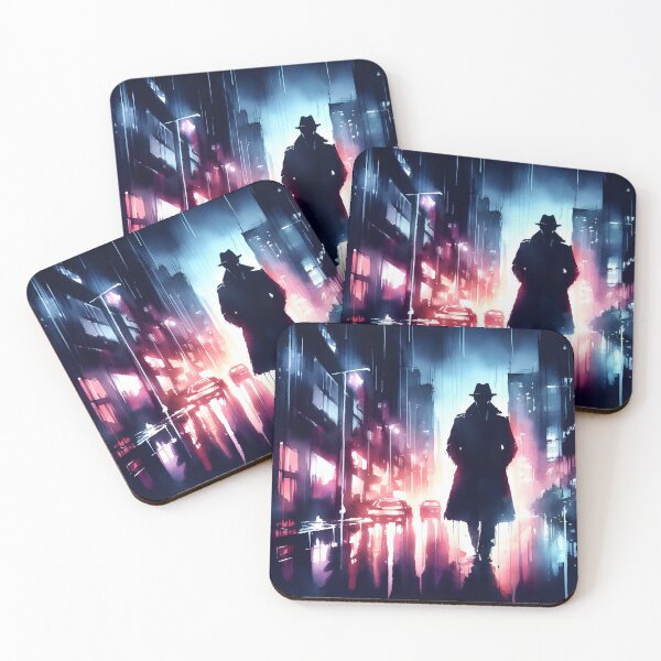 Item preview, Neo Noir Vintage Detective on Rainy Streets [Watercolor] designed and sold by RESToRAPTOR.