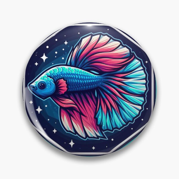 Item preview, Betta Cartoon Illustration Style betta Blue Pink Fighting Fish designed and sold by CoffeeIsATrip.