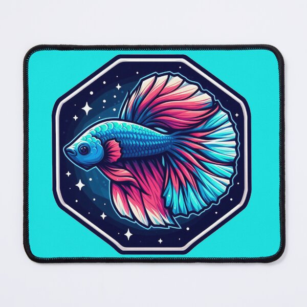 Item preview, Betta Cartoon Illustration Style betta Blue Pink Fighting Fish designed and sold by CoffeeIsATrip.