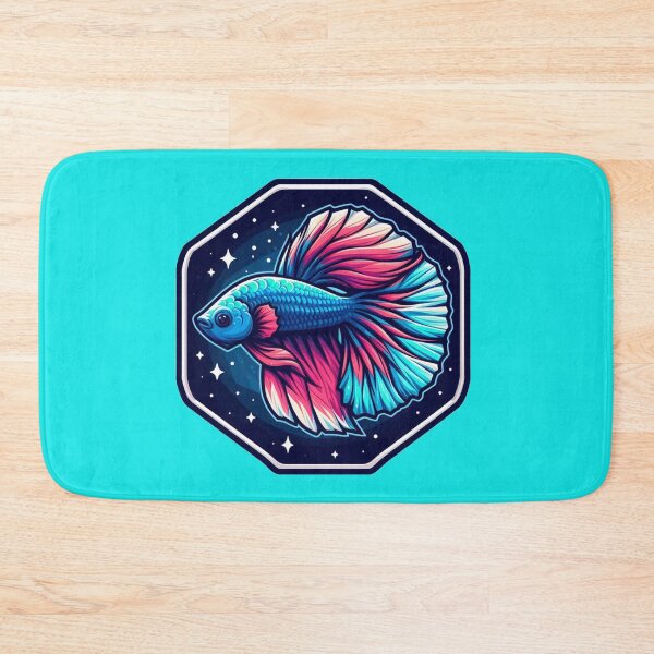 Item preview, Betta Cartoon Illustration Style betta Blue Pink Fighting Fish designed and sold by CoffeeIsATrip.