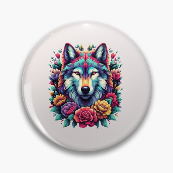 Artikelvorschau, Bunter Wolf mit Blumen entworfen und verkauft von asbno19.