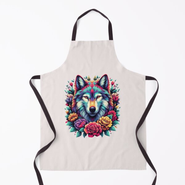 Item preview, colorful wolf with flowers designed and sold by asbno19.