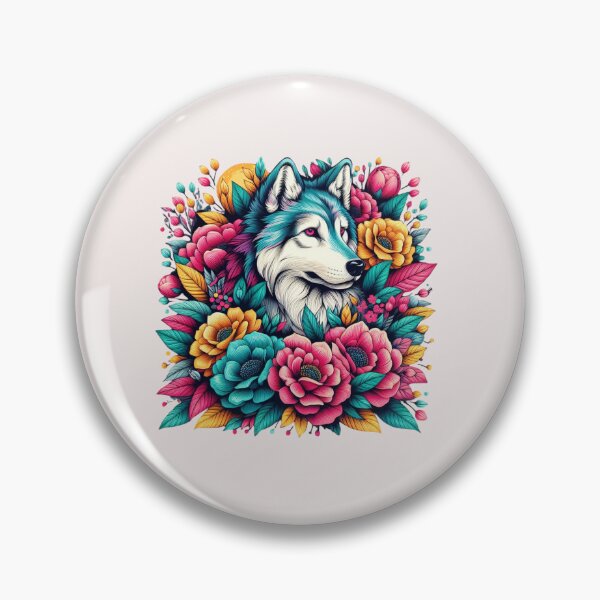 Artikelvorschau,  Bunter Wolf mit Blumen entworfen und verkauft von asbno19.