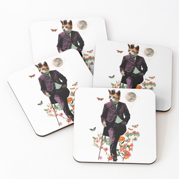 Item preview, Fun  cat in a fancy suit and cane walking through a flower path designed and sold by DrawHandArt.