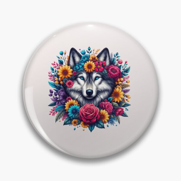 Artikelvorschau,  Bunter Wolf mit Blumen entworfen und verkauft von asbno19.
