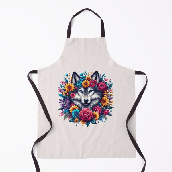 Item preview, colorful wolf with flowers designed and sold by asbno19.