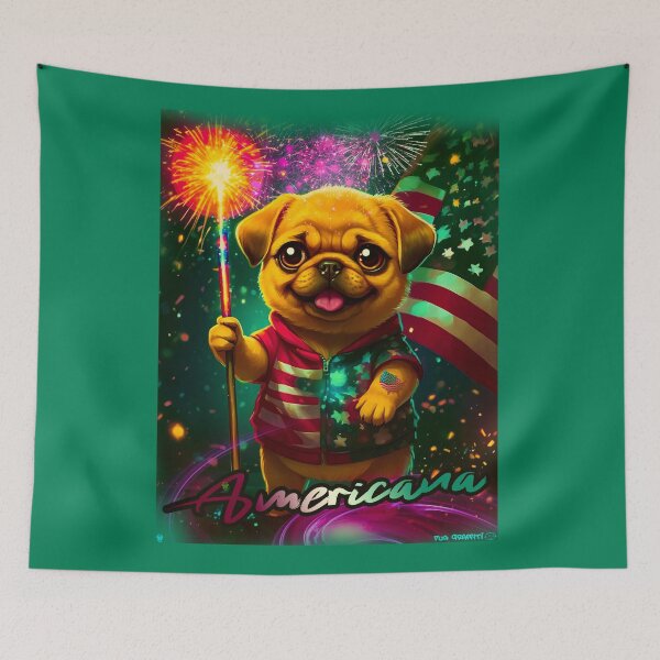 Item preview, Pug HAPPY HOLIDAYS 163 4th of July AMERICANA designed and sold by RedBluffTraders.