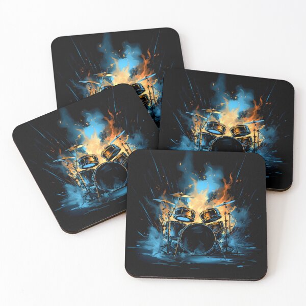 Item preview, Blazing Blue Beat - Flaming Drumset designed and sold by Melodic-Designs.