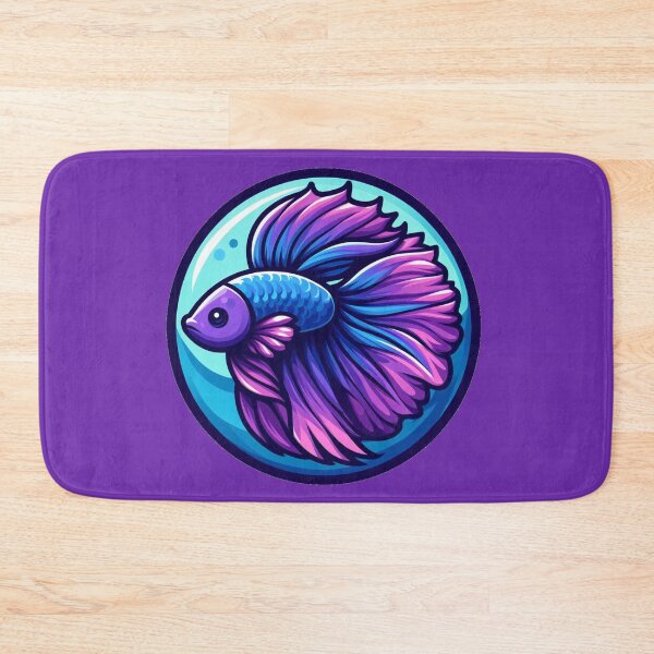 Item preview, Betta Cartoon Illustration Style betta Purple Blue Fighting Fish designed and sold by CoffeeIsATrip.