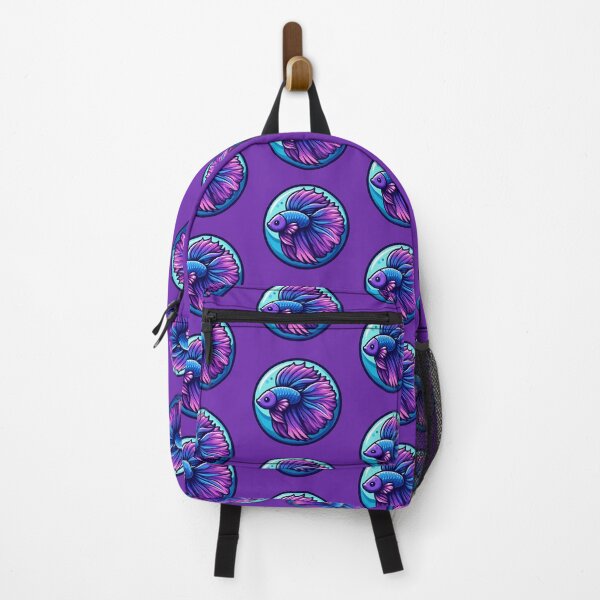 Item preview, Betta Cartoon Illustration Style betta Purple Blue Fighting Fish designed and sold by CoffeeIsATrip.