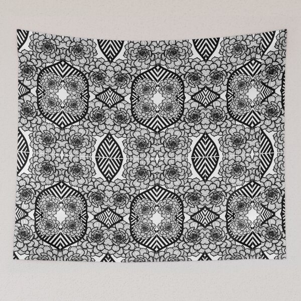 Item preview, Aesthetic black and white floral collage designed and sold by Josqc.
