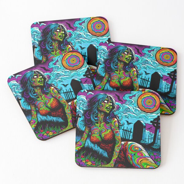 Item preview, Trippy Psychedelic Rainbow Zombie Girl designed and sold by AIPixelMaster.