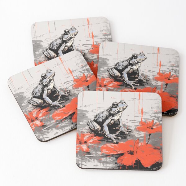 Item preview, Vibrant Frog & Red Flowers   designed and sold by OldSoulPrints.