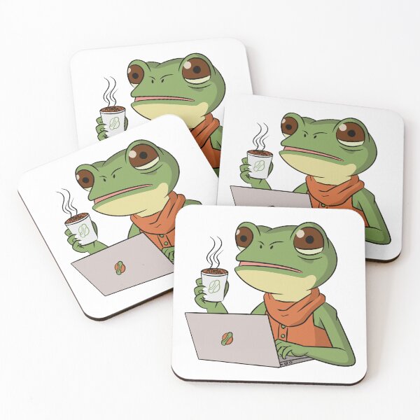 Item preview, Frog drinking coffee designed and sold by LinleeFashion.