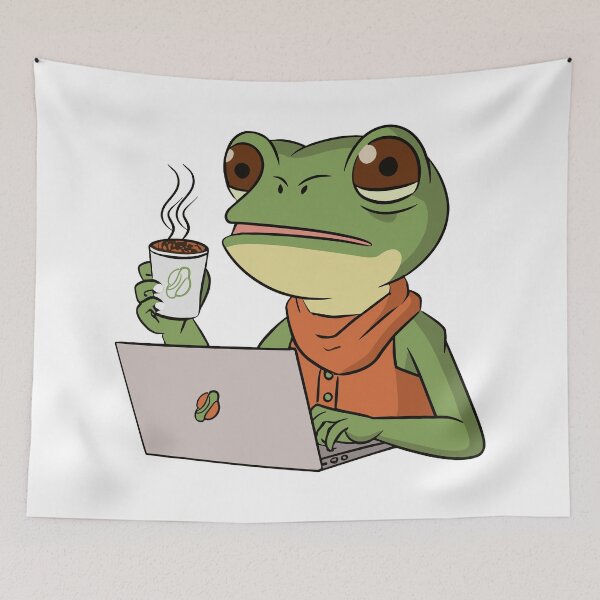 Item preview, Frog drinking coffee designed and sold by LinleeFashion.