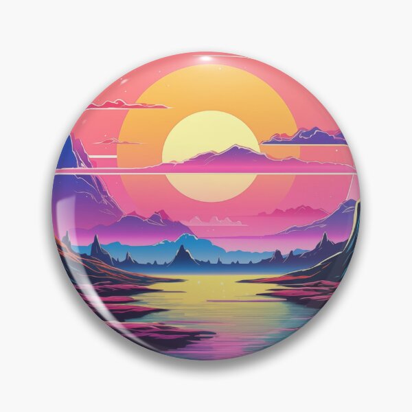 Item preview, Cyberpunk Sunset, Majestic Landscape with Mountains designed and sold by TyGuySupply.
