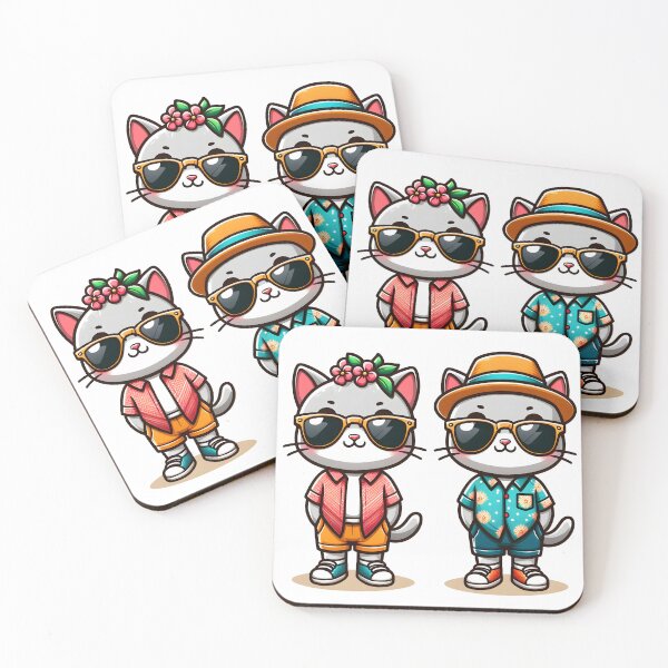 Item preview, A Stylish Duo of Sunglasses-Wearing Cats Flaunting Their Hat-titude designed and sold by Robo-toons.