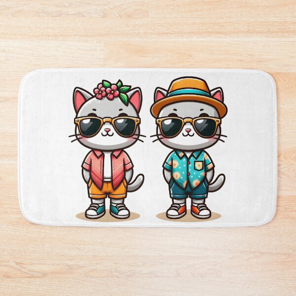 Item preview, A Stylish Duo of Sunglasses-Wearing Cats Flaunting Their Hat-titude designed and sold by Robo-toons.