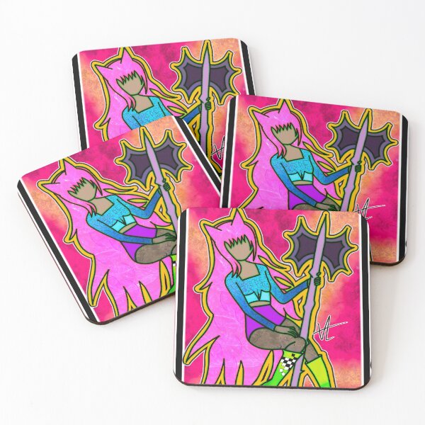Item preview, Pink Wolf Fashion Girl With Axe designed and sold by UrbanAlienShops.