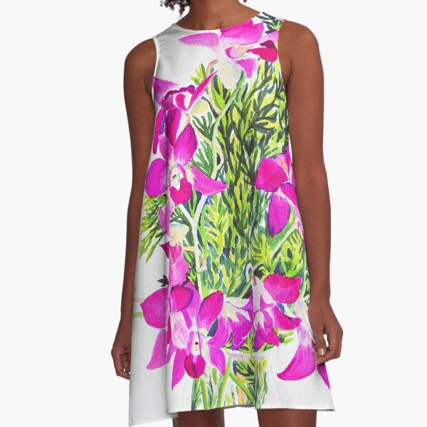 Singapore Orchids A-Line Dress