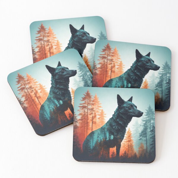 Item preview, Nordic Wilderness: Double Exposure Silhouette of a Dog Amidst Enchanting Forest designed and sold by RedArtG09.