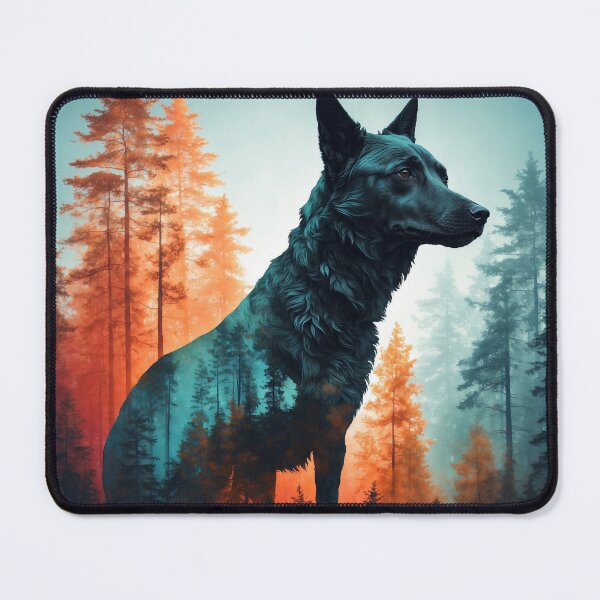 Item preview, Nordic Wilderness: Double Exposure Silhouette of a Dog Amidst Enchanting Forest designed and sold by RedArtG09.