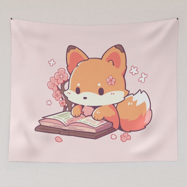 Item preview, Kawaii Fox Reading A Book designed and sold by SweetClicks123.