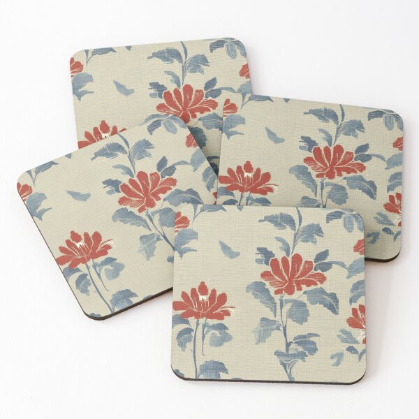 Item preview,  Floral Symphony Blue Beige Linen Delight designed and sold by Tamas Das.