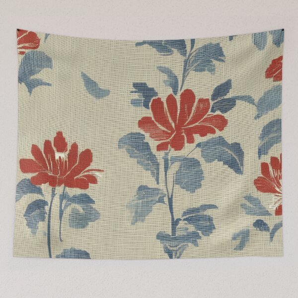Item preview,  Floral Symphony Blue Beige Linen Delight designed and sold by Tamas Das.