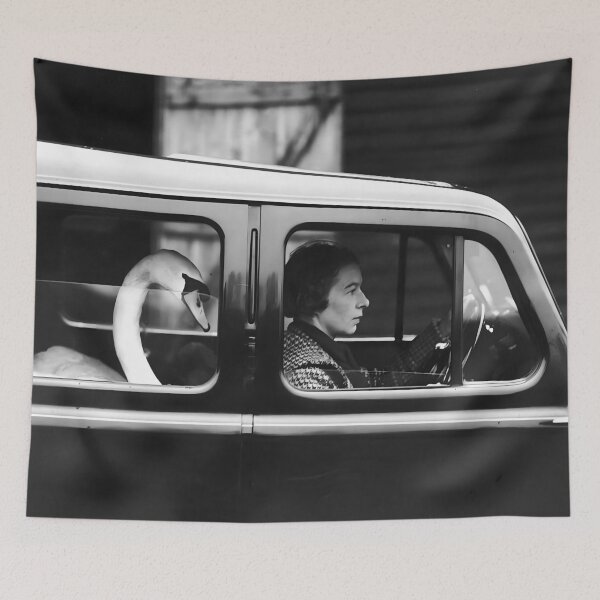 Item preview, Swan in Car, Black and White Vintage Art designed and sold by modernretro.