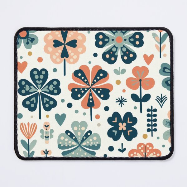 Item preview, Dark blue and pink clovers against a white background - Pretty print on designed and sold by ExtraMessages.