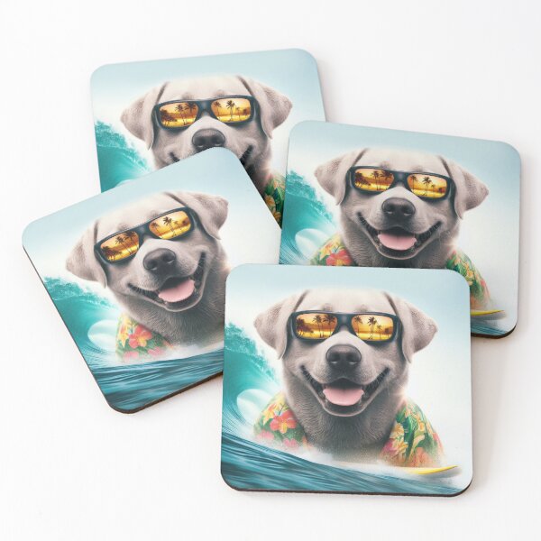 Item preview, Cute white labrador retriever wearing shades surfing  designed and sold by Tio-Tecun.