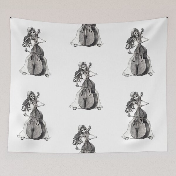 Item preview, Sugarskull playing double bass day of the dead. designed and sold by Jiwsurreal.