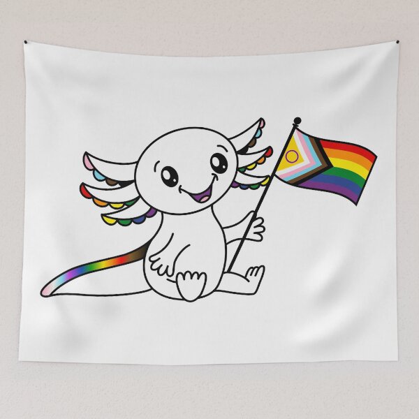 Item preview, Cute Axolotl with Intersex Quasar Pride Flag LGBTQ+ designed and sold by JoyfulJen.