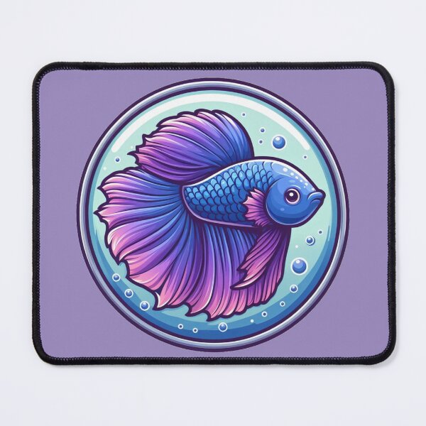 Item preview, Betta Cartoon Illustration Style betta Purple Pink Fighting Fish designed and sold by CoffeeIsATrip.