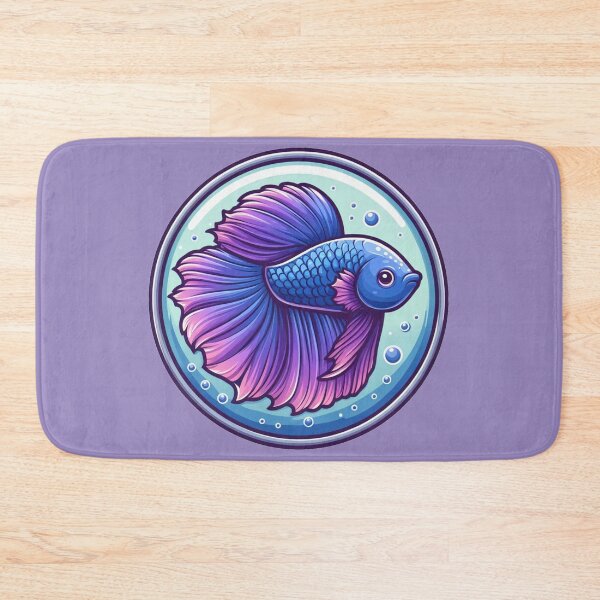 Item preview, Betta Cartoon Illustration Style betta Purple Pink Fighting Fish designed and sold by CoffeeIsATrip.