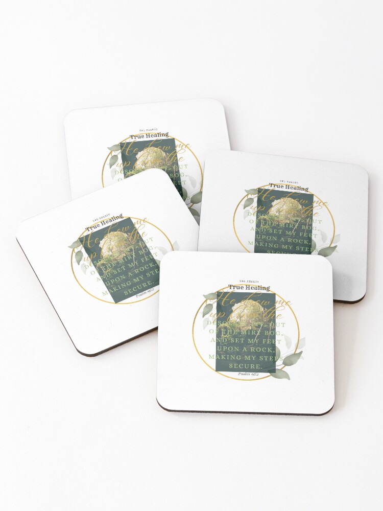 Thumbnail 1 of 5, Coasters (Set of 4), Out of the Bog - Psalm 40 designed and sold by ththpodcast.