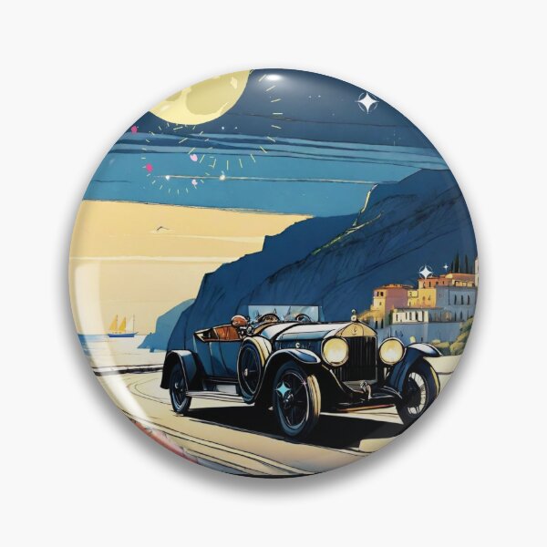 Item preview, Vintage Car Classics - Capricious Capri coastline 1920 moonlit oldies Isotta Fraschini graphic design designed and sold by ItsAKinkThing.