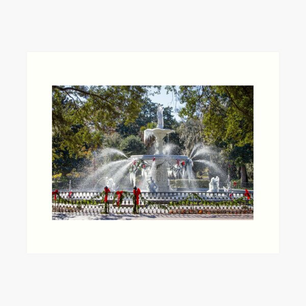 Savannah: Frozen Forsyth Park Fountain Photos Art Print