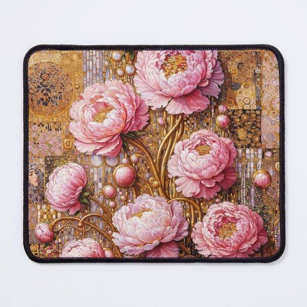 Aperçu de l'œuvre Pivoines roses Klimt créée et vendue par maniacfitness.