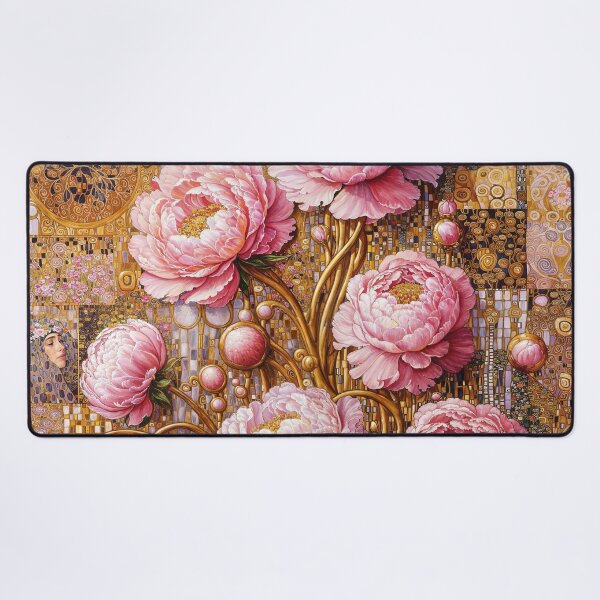 Aperçu de l'œuvre Pivoines roses Klimt créée et vendue par maniacfitness.